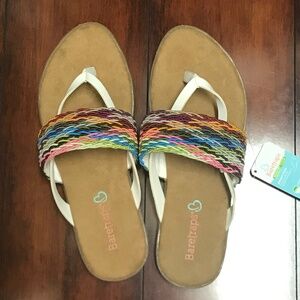 Baretraps white multicolored thong sandals, SZ 5 NWT